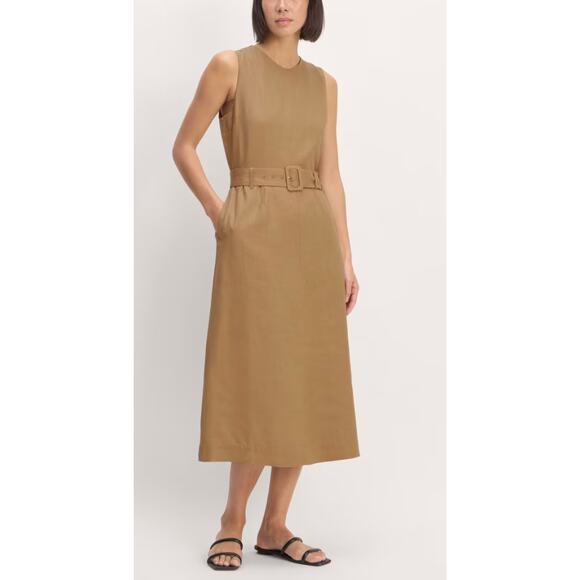 NWT Everlane The Linen Belted Midi Dress size 4 - Picture 1 of 8